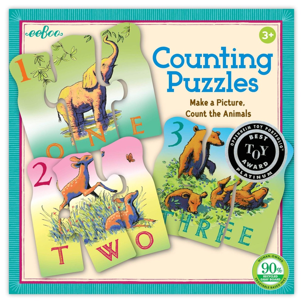 eeBoo Animal Counting Puzzles Educational Learning Toy Set Numbers 1-10 Ages 3+